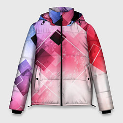 Куртка зимняя мужская Розово-голубая абстрактная геометрия, цвет: 3D-черный