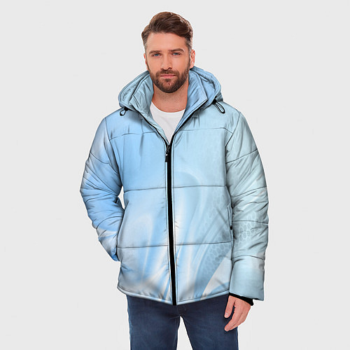 Мужская зимняя куртка Голубые завихрения / 3D-Красный – фото 3
