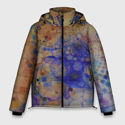 Мужская зимняя куртка Круги, фракталы / 3D-Светло-серый – фото 1