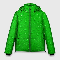 Куртка зимняя мужская Зеленый фон с росой, цвет: 3D-черный