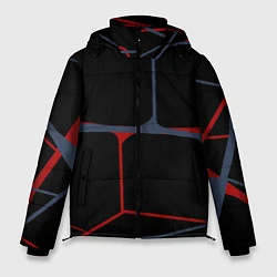 Куртка зимняя мужская Геометрические линии сине-красные, цвет: 3D-красный