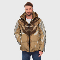 Куртка зимняя мужская Абстрактный, графический узор коричневого цвета, цвет: 3D-светло-серый — фото 2
