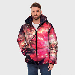 Куртка зимняя мужская Нежные цветы и блестки, цвет: 3D-красный — фото 2