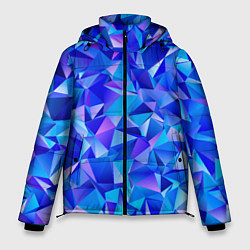 Куртка зимняя мужская СИНЕ-ГОЛУБЫЕ полигональные кристаллы, цвет: 3D-черный