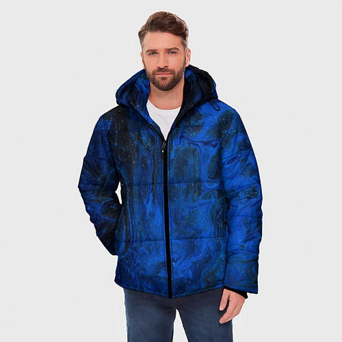 Мужская зимняя куртка Синий абстрактный дым / 3D-Светло-серый – фото 3