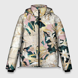 Куртка зимняя мужская Цветы Королевский Цветочный Узор, цвет: 3D-черный