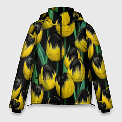 Куртка зимняя мужская Цветы Желтые Тюльпаны, цвет: 3D-красный