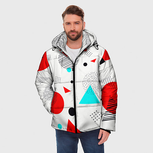 Мужская зимняя куртка GEOMETRIC FIGURED INTERLACING / 3D-Светло-серый – фото 3