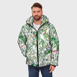 Куртка зимняя мужская Цветы Летний Ботанический Букет, цвет: 3D-светло-серый — фото 2