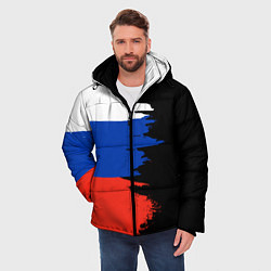 Куртка зимняя мужская Российский триколор на темном фоне, цвет: 3D-красный — фото 2
