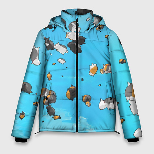 Мужская зимняя куртка Летающие котики Екаи Тетрадь дружбы Нацумэ / 3D-Светло-серый – фото 1