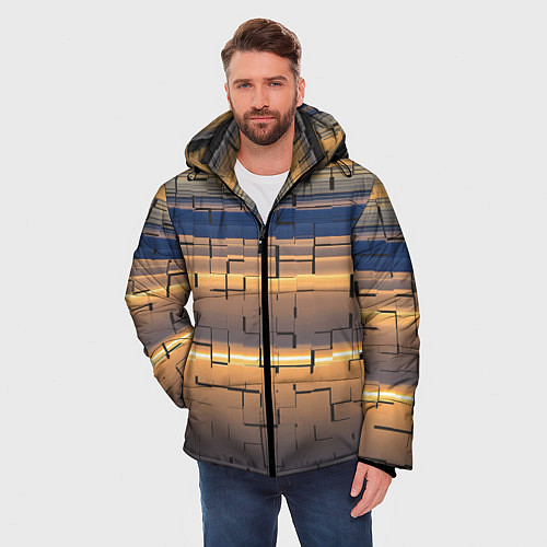 Мужская зимняя куртка Мозаика цветная colored mosaic / 3D-Красный – фото 3