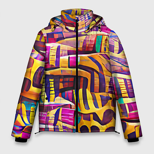 Мужская зимняя куртка Африканские яркие мотивы / 3D-Светло-серый – фото 1