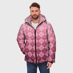 Куртка зимняя мужская Розовый геометрический градиентный узор, цвет: 3D-черный — фото 2