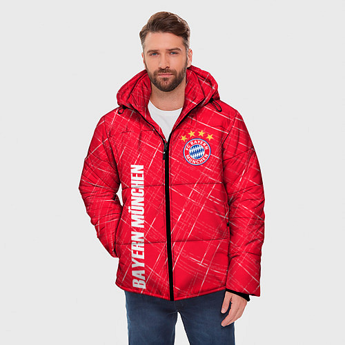 Мужская зимняя куртка Bayern munchen Абстрактно выцарапанный фон / 3D-Красный – фото 3