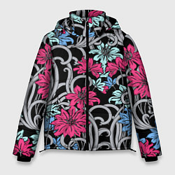 Куртка зимняя мужская Цветочный летний паттерн Fashion trend, цвет: 3D-светло-серый