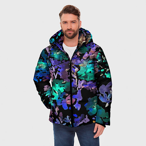 Мужская зимняя куртка Floral pattern Summer night Fashion trend 2025 / 3D-Светло-серый – фото 3