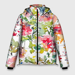 Куртка зимняя мужская Floral pattern Watercolour Summer, цвет: 3D-черный