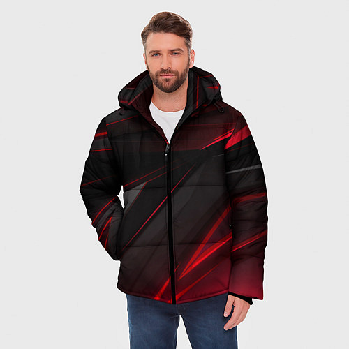 Мужская зимняя куртка Красно-черный фон / 3D-Красный – фото 3