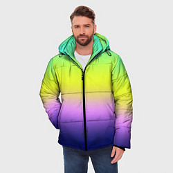 Куртка зимняя мужская Разноцветный размытый фон градиент, цвет: 3D-черный — фото 2