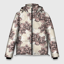 Куртка зимняя мужская Цветы Розы На Светлом Фоне, цвет: 3D-светло-серый