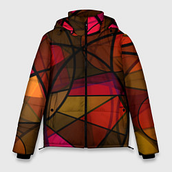 Куртка зимняя мужская Абстрактный узор в оранжево-красных тонах, цвет: 3D-светло-серый