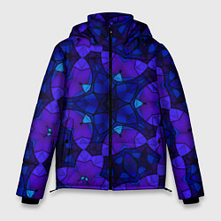 Куртка зимняя мужская Калейдоскоп -геометрический сине-фиолетовый узор, цвет: 3D-красный