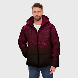 Куртка зимняя мужская Темно-красный абстрактный узор текстура камня, цвет: 3D-черный — фото 2