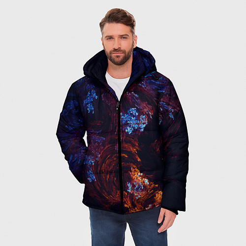 Мужская зимняя куртка Синие и Красные Коралловые Рифы / 3D-Красный – фото 3