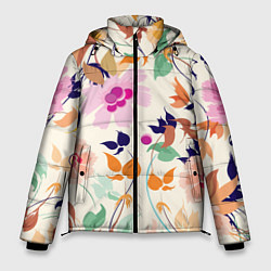 Куртка зимняя мужская Summer floral pattern, цвет: 3D-светло-серый