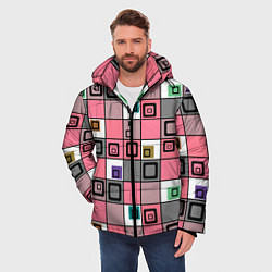 Куртка зимняя мужская Розовый геометрический узор Geometric shapes, цвет: 3D-красный — фото 2