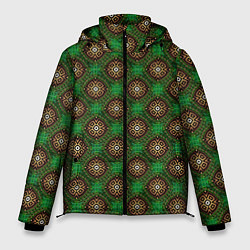 Куртка зимняя мужская Коричневые круги на зеленом фоне, цвет: 3D-красный