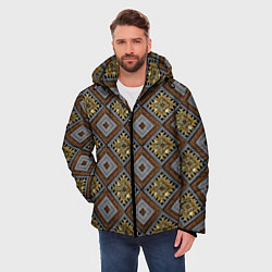 Куртка зимняя мужская Классические узоры - Ромбы, цвет: 3D-светло-серый — фото 2