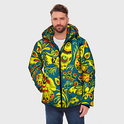 Куртка зимняя мужская Хохломская Роспись Две Птицы, цвет: 3D-черный — фото 2