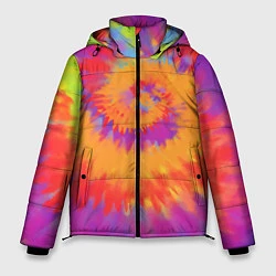 Куртка зимняя мужская Тай дай в радуге, цвет: 3D-черный