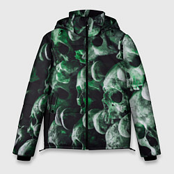 Мужская зимняя куртка Множество черепов во тьме - Зелёный