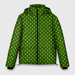 Куртка зимняя мужская Зеленый узоры крестиком, цвет: 3D-светло-серый