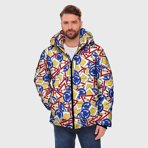Мужская зимняя куртка Многозначительный принт / 3D-Красный – фото 3