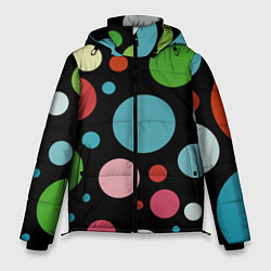 Куртка зимняя мужская Разноцветные круги на чёрном фоне, цвет: 3D-черный