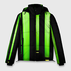 Куртка зимняя мужская Абстрактные неоновые колбы с кислотой - Зелёный, цвет: 3D-светло-серый