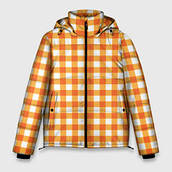 Куртка зимняя мужская Бело-оранжевые квадратики, цвет: 3D-красный