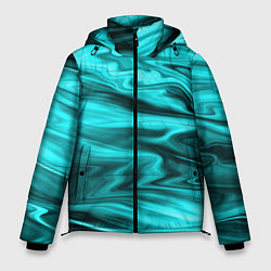 Куртка зимняя мужская Неоновый бирюзовый мраморный узор, цвет: 3D-светло-серый