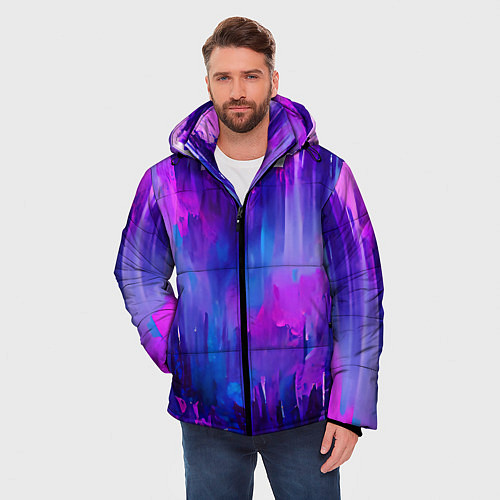 Мужская зимняя куртка Purple splashes / 3D-Светло-серый – фото 3