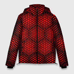 Куртка зимняя мужская Красные неоновые соты, цвет: 3D-красный