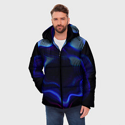 Куртка зимняя мужская Неоновый фрактал - абстракция, цвет: 3D-черный — фото 2