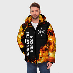 Куртка зимняя мужская Bring Me the Horizon и пылающий огонь, цвет: 3D-черный — фото 2