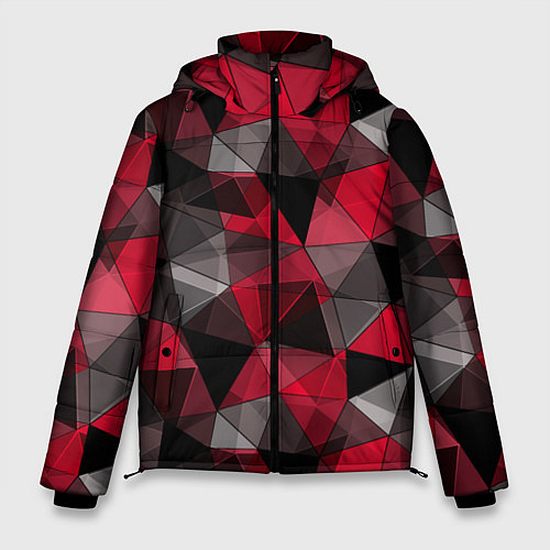 Мужская зимняя куртка Красно-серый геометрический / 3D-Светло-серый – фото 1
