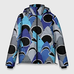 Куртка зимняя мужская Пасть акулы - паттерн, цвет: 3D-красный