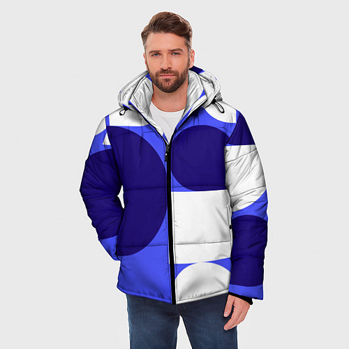 Мужская зимняя куртка Абстрактный набор геометрических фигур - Синий фон / 3D-Красный – фото 3