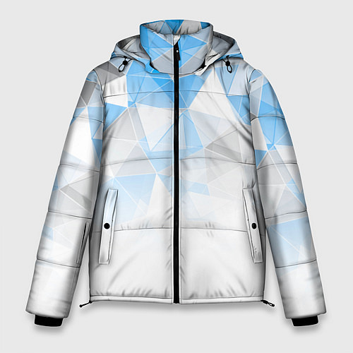 Мужская зимняя куртка Исчезающие серо-голубые полигоны / 3D-Светло-серый – фото 1